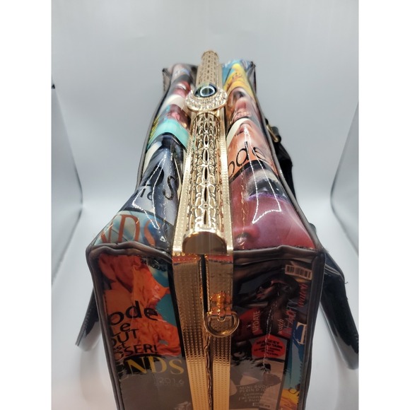 Vtg Trends Handbag Satchel Glossy Fashion Magazine Print Handbag Funky Artsy - Picture 4 of 15